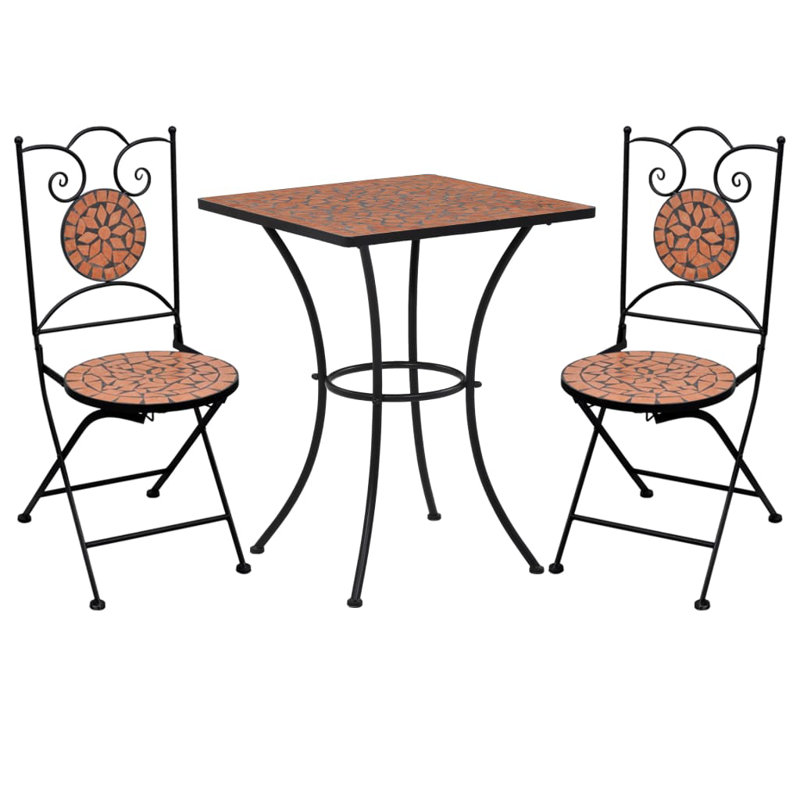 Steffey Round 2 - Person Bistro Set, 29.9" H x 23.6" W x 23.6" D, Terracotta