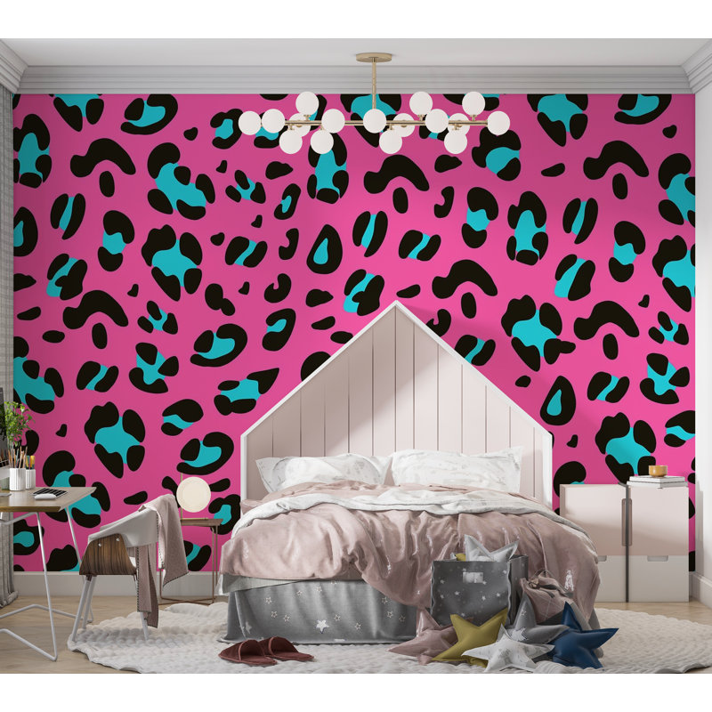 Papier peint de qualité supérieure - Imprimé léopard rose, L 144 po x l 210 po