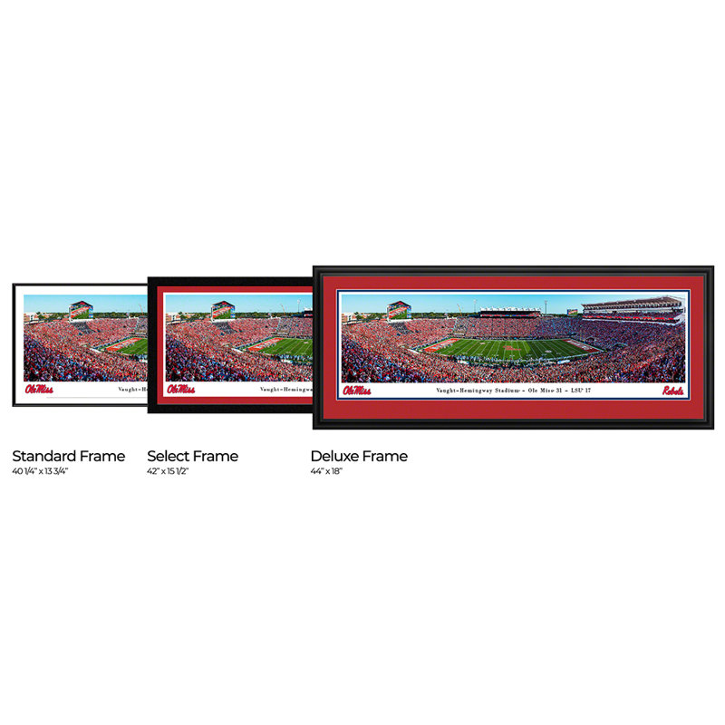 Impression panoramique Ole Miss Football, H 18 po x l 44 po x P 1,375 po, Cadre noir