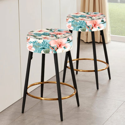 Oceanic Whispers - motif tropical - ensemble de 2 tabourets de bar tropicaux