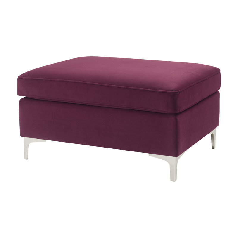 Eniya Velvet Ottoman, Burgundy Velvet