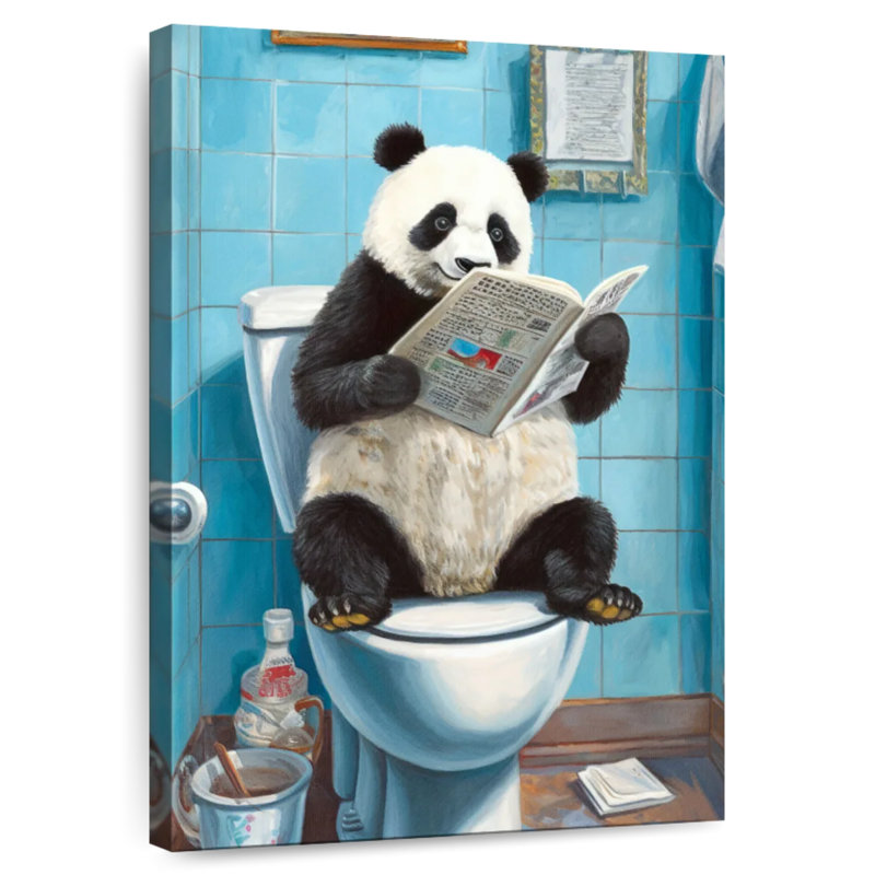 Ketti Panda On A Toilet, 48" H x 32" W