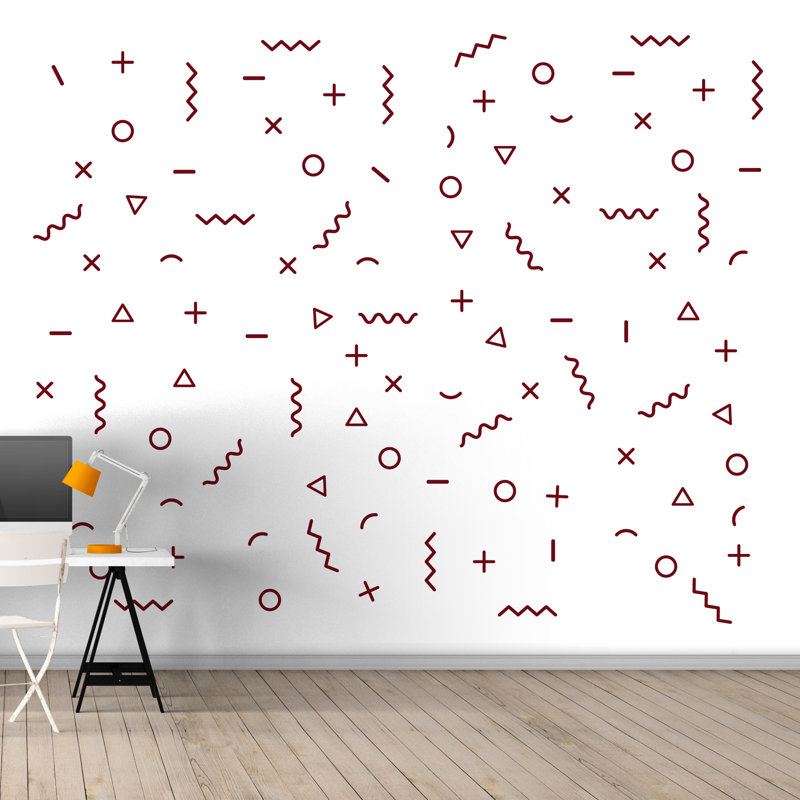 3895 Abstract Non-Wall Damaging Wall Decal, White/Red