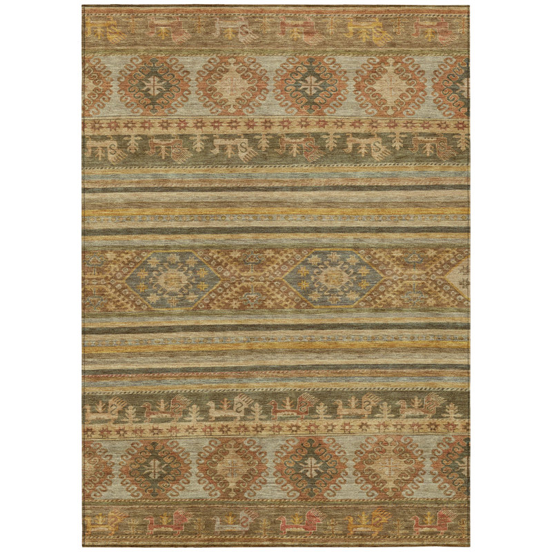 Claritha Beige Washable Indoor-Outdoor Rug - LOOMLAN, 5' x 7'6"