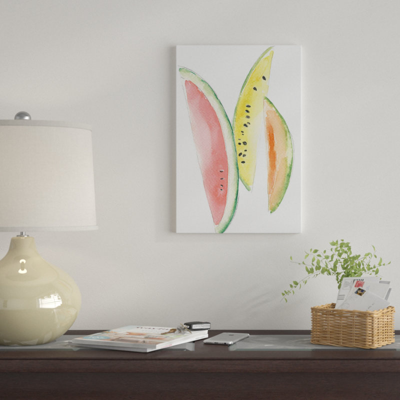 «Melon Slices» par Melissa Selmin - impression sur toile tendue, Toile avec cadre noir, Pas de tapis