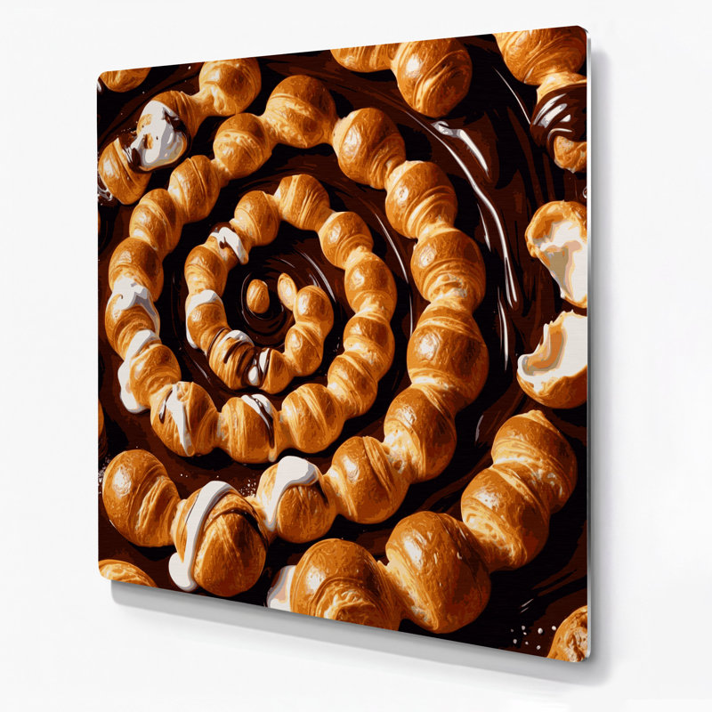 Desserts profiteroles, art mural en métal brun, H 8 po x l 8 po