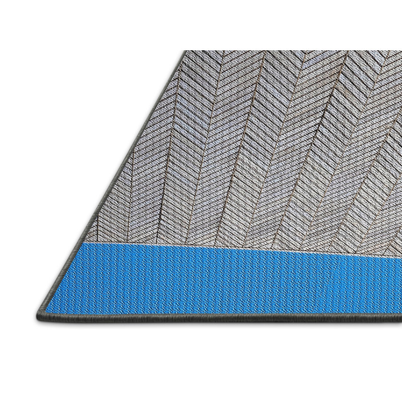 Tapis gris/bleu à motifs Jarosz, Rectangle 3 pi x 5 pi