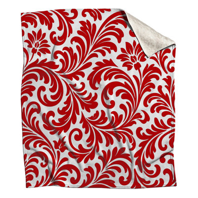 Red Floral Damask Blankets