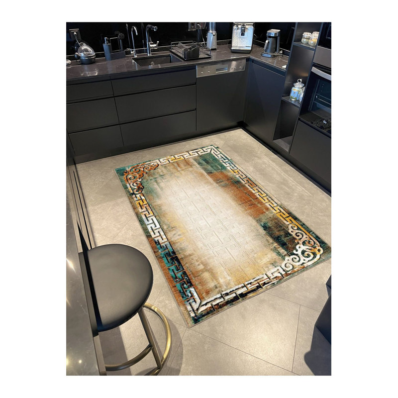 Tapis lavable à motif tissé traditionnel avec base Siesta, Rectangle 3 pi 3 po x 4 pi 11 po