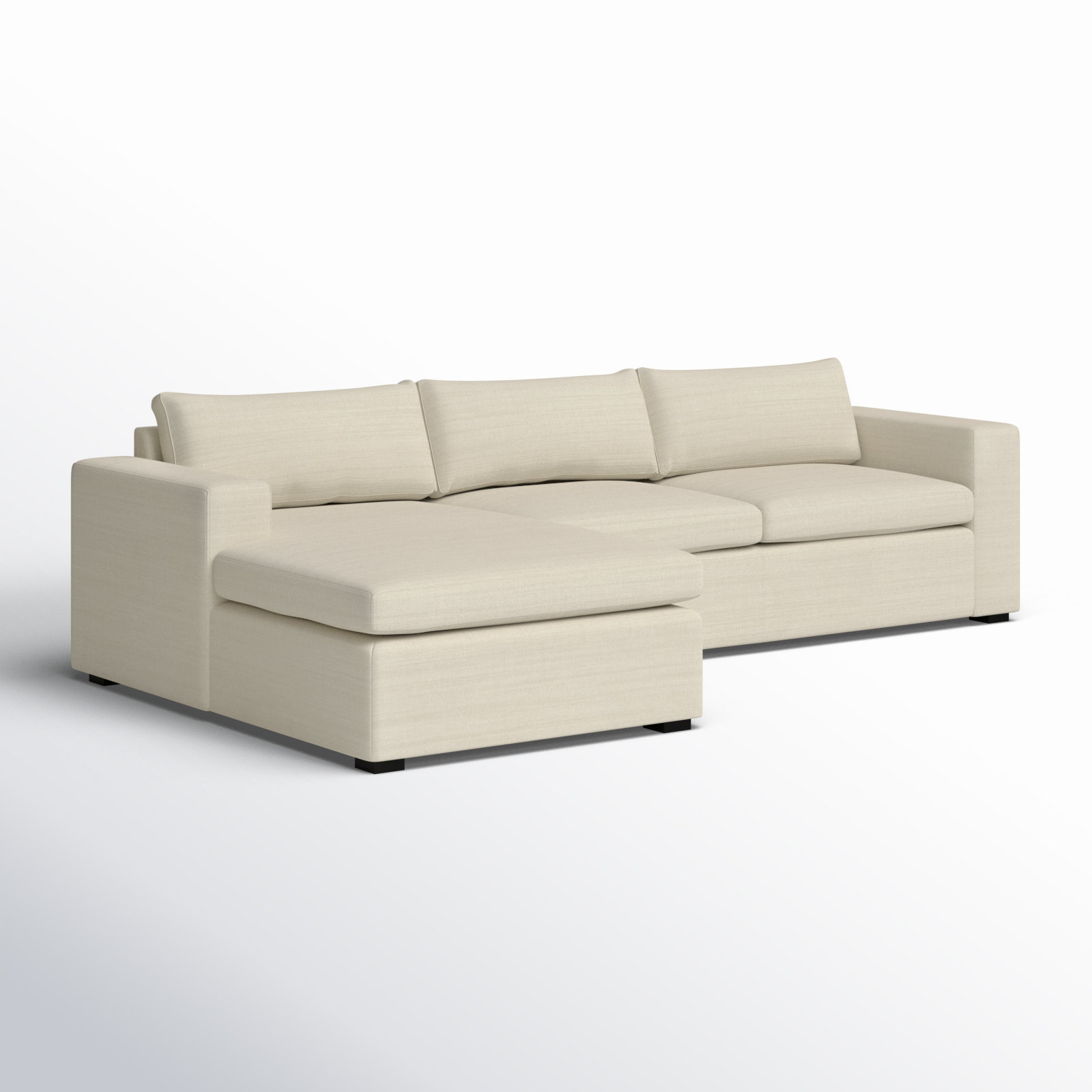 Benedict 2 - Piece Upholstered Chaise Sectional, Left Hand Facing, Cream Performance Basketweave