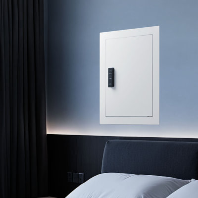 0.83 sq.ft Wall Safe, 3-Tier Hidden Wall Safe with Password, Key & Turning Knob, Q235 Cold-Rolled Steel In-Wall Box with Adjustable Shelves & Mounting Holes for Money, Jewelry, Passport