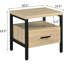 Table d'appoint en chêne et en chêne avec tiroir - idéale pour les espaces de détente Pieds en métal, planche à découper en bois composite rustique et polyvalente, style