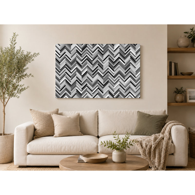 «Grayscale Herringbone», art mural sur toile, 14" W x 11" H