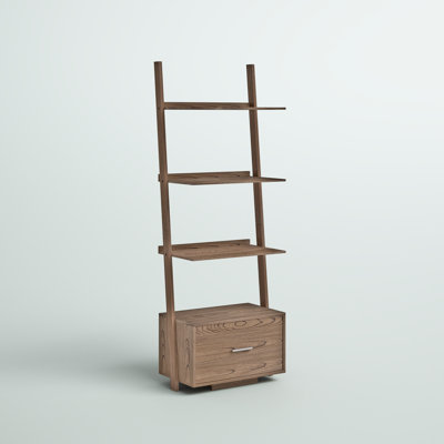 Carbin 69'' H x 24.75'' W Solid Wood Ladder Bookcase