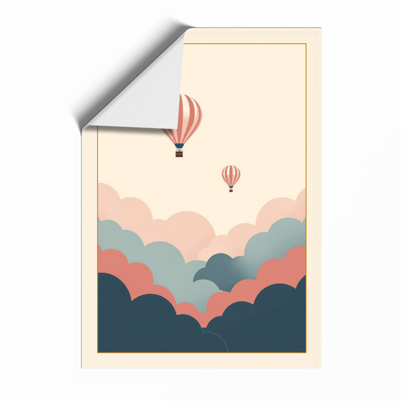 Balloons Above Clouds Minimalist - Framed Print, Unframed, A4 - 29.7 x 21.0 cm