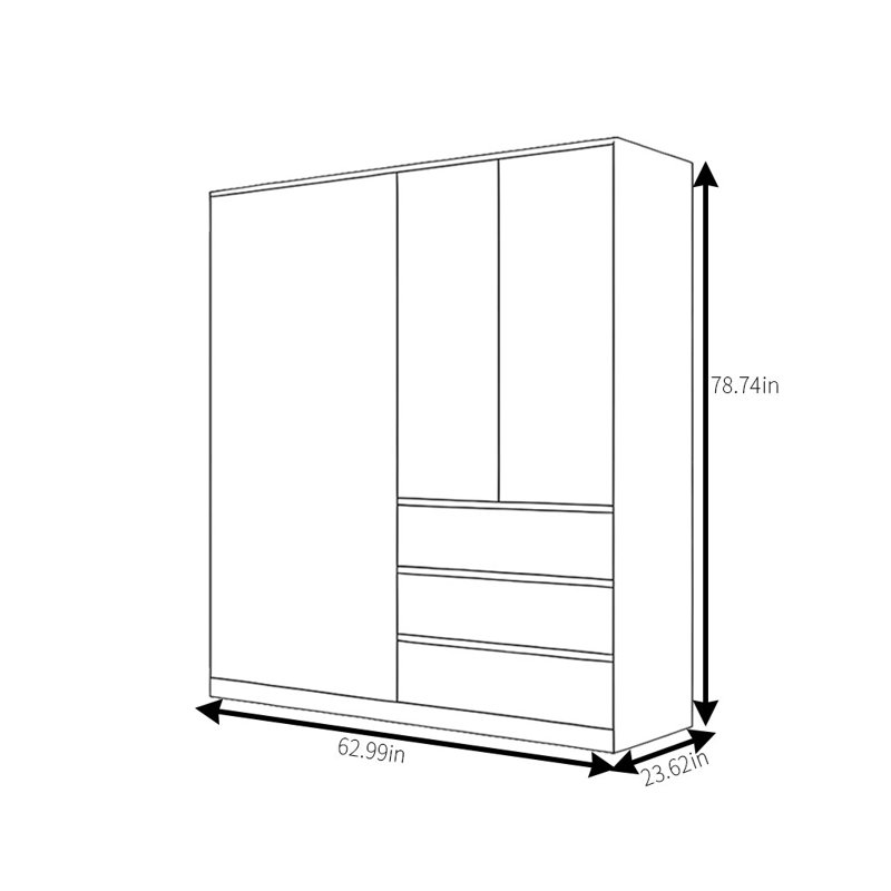 Petite garde-robe moderne et simple, H 78,74 po x l 62,99 po x P 23,62 po