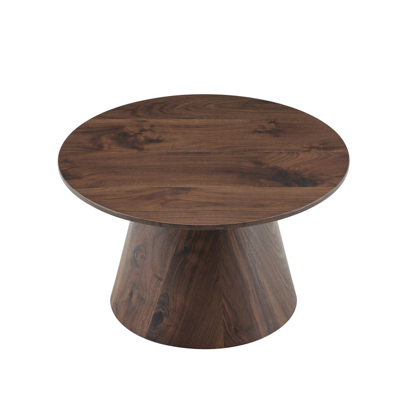 Walnut Wood Grain Medium Density Fiberboard Circular Coffee Table - Diameter 23.6 Inches (Not Including Chair)