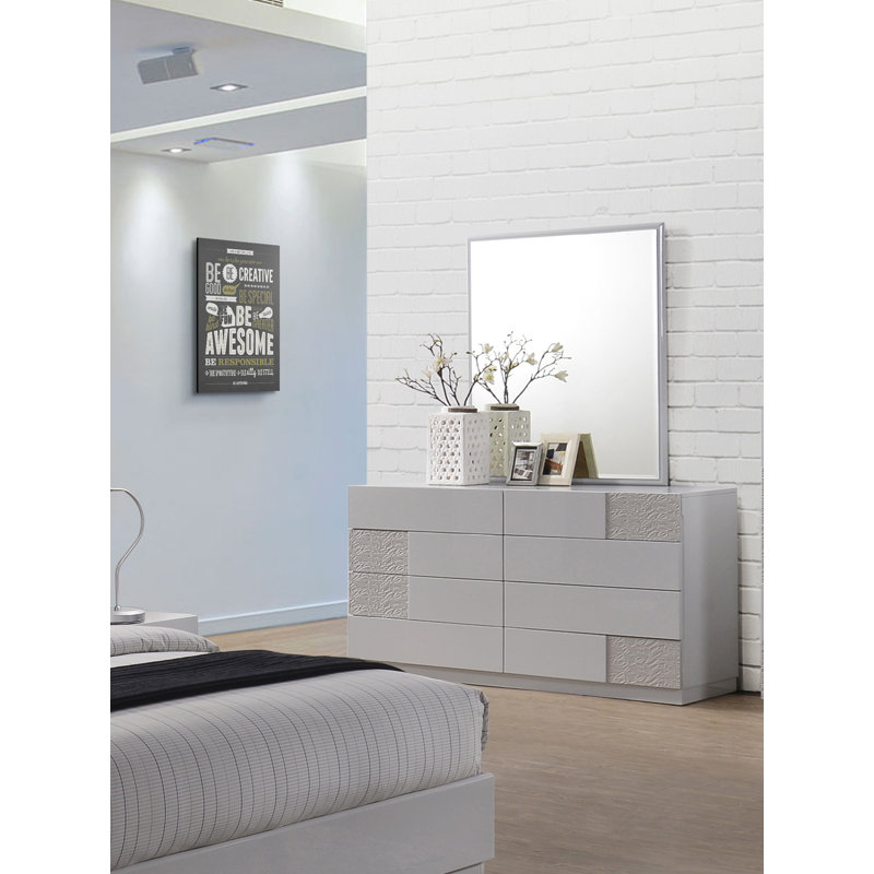 Lyset 55" 8 Drawer Dresser with Mirror Set 