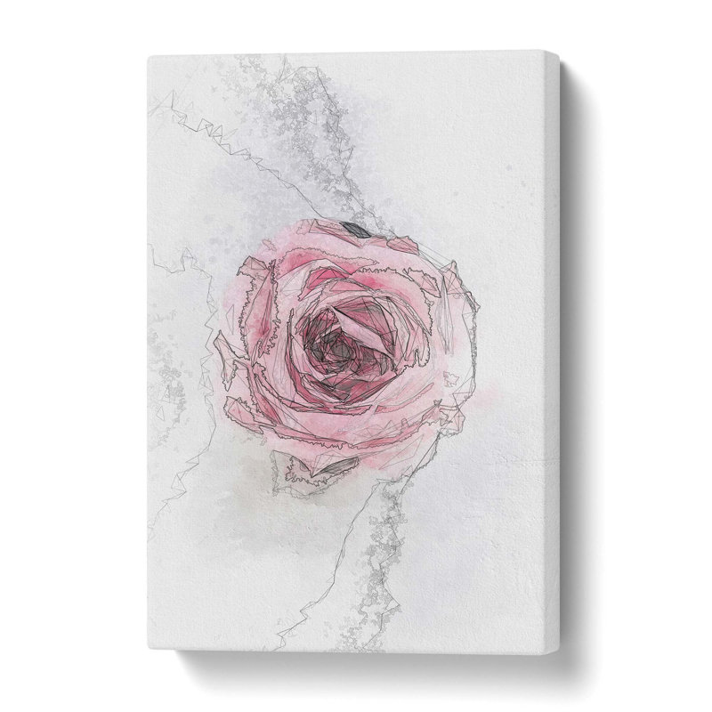 Lone Pink Rose Abstract - Wrapped Canvas Print, 76.2 cm H x 50.8 cm W