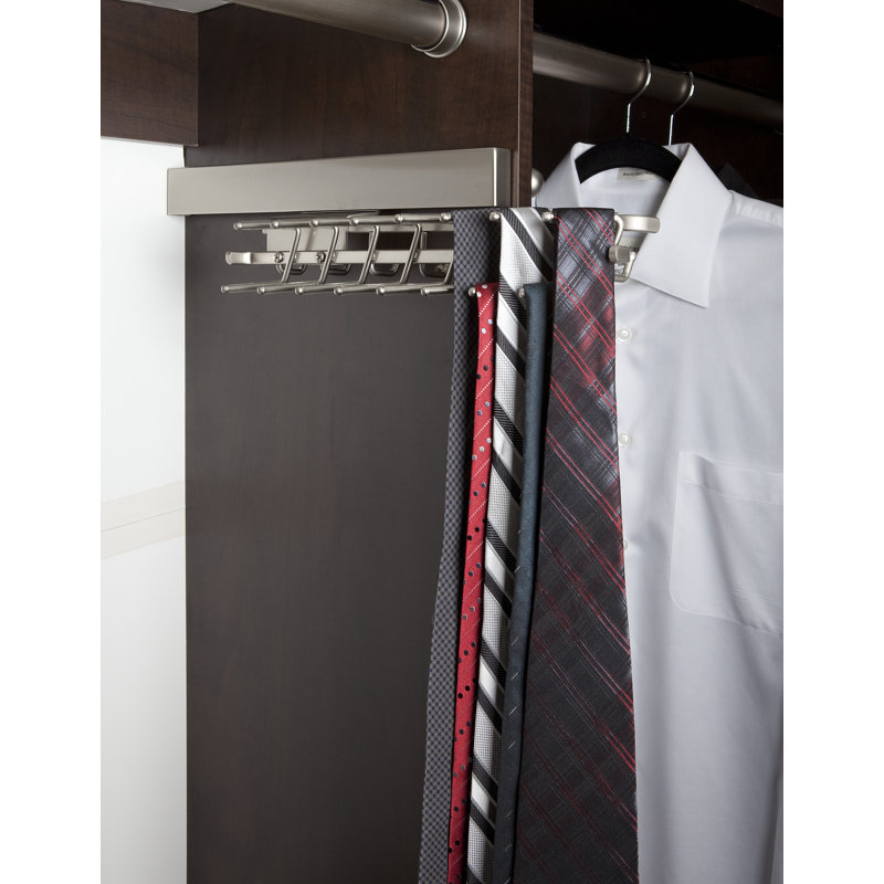 Porte-cravates coulissant pour installation sur mesure, 	Nickel satiné