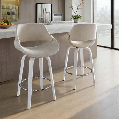 Ensemble de tabourets pivotants contemporains avec repose-pieds chromé