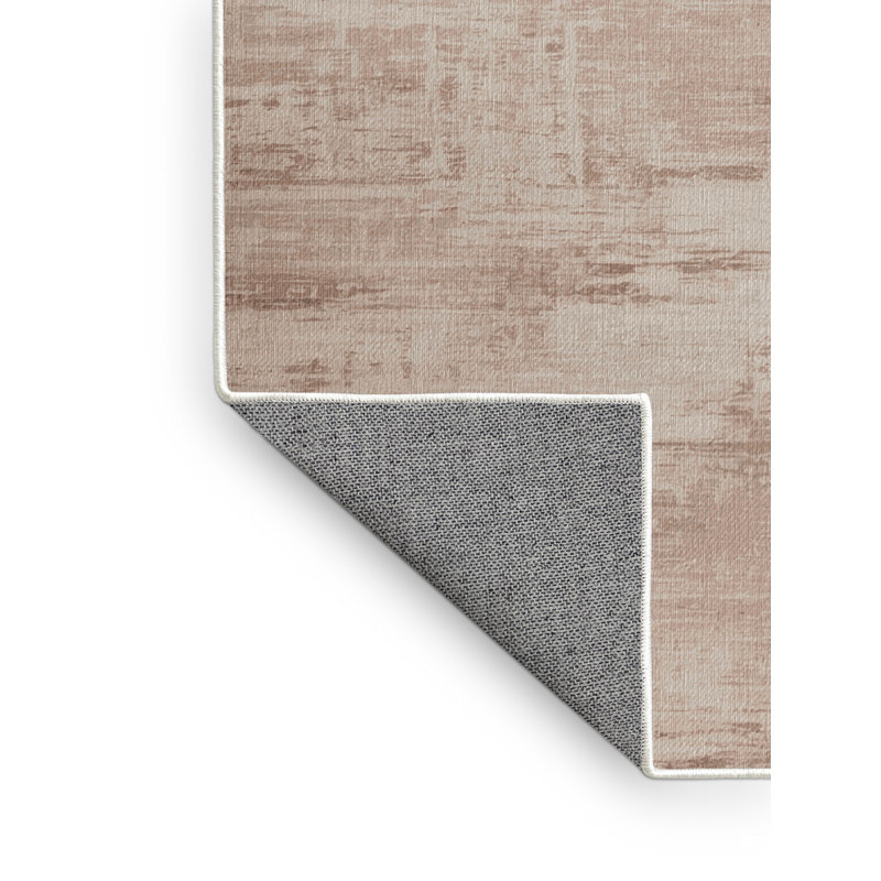 Tapis beige lavable à la machine, Rond 8 pi