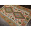 Tapis beige / vert en laine noué à la main de conception unique 3 pi 9 po x 5 pi 2 po Jarmaris
