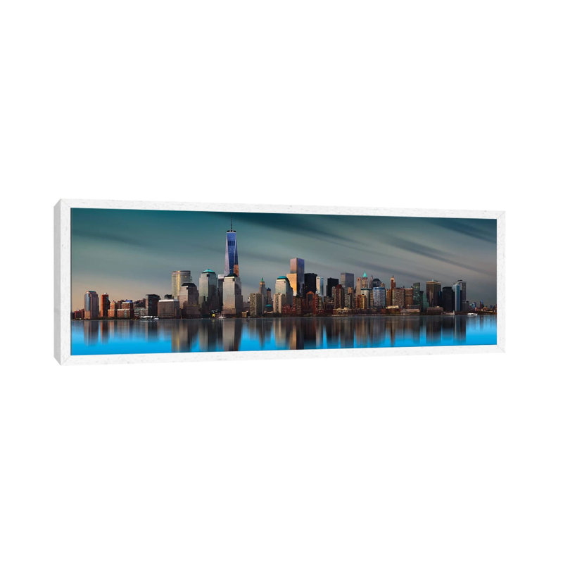 New York World Trade Center by Yi Liang - Panoramic Print on Canvas, White Framed, 152.4 cm H x 50.8 cm W