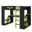 Lit mezzanine double en bois pleine grandeur avec prise de courant et connecteurs USB / Type-C, organisateur de câbles intégré et éclairage RVB-2039483975