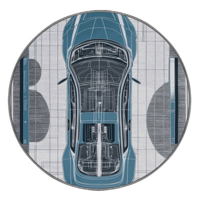 Machine Washable Transportation Gray Area Rug