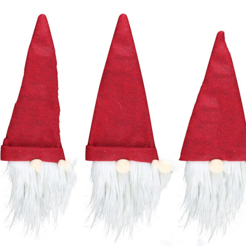 Ensemble de bouteilles de vin de Noël sans visage pour personnes âgées, Rouge