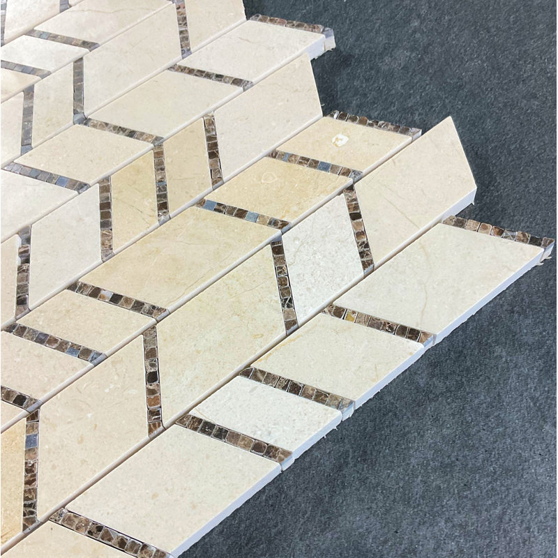 Marble Random Wall & Floor Tile, Cream Marfil / Dark Emperador