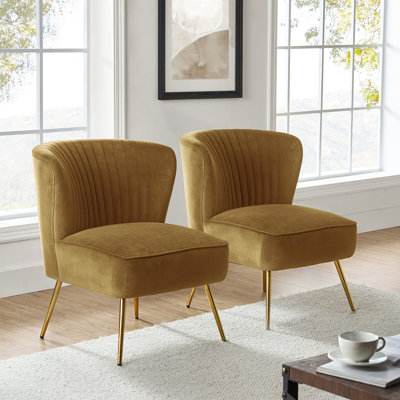 Fauteuil d'appoint Léona en velours avec pattes en métal