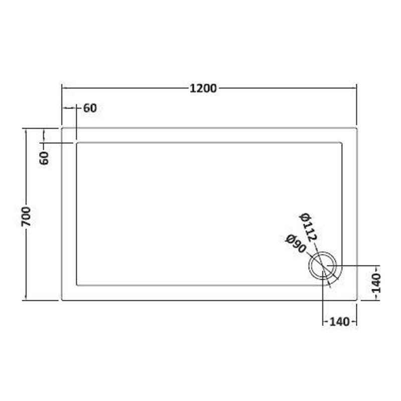 Standard Shower Tray - Slate Grey, 40mm H x 700mm W x 1100mm D, Corner