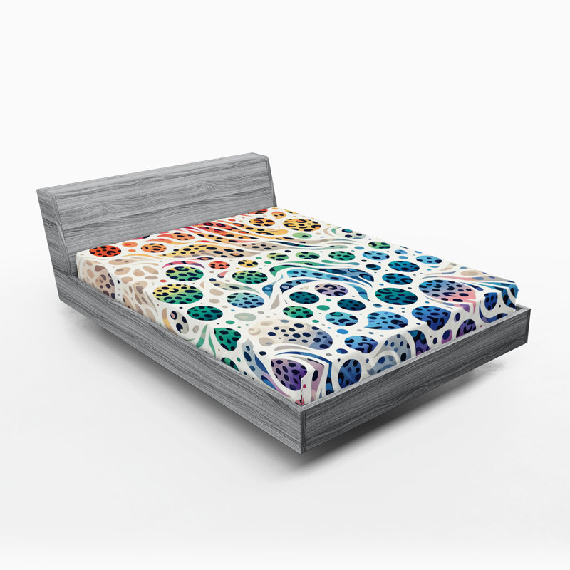 Drap-housse imprimé léopard Ambesonne_ Pois multicolores, Grand