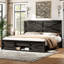 Cadre de lit de style campagnard avec portes de grange coulissantes 49 po Revan, noir-1835662605-1835662606