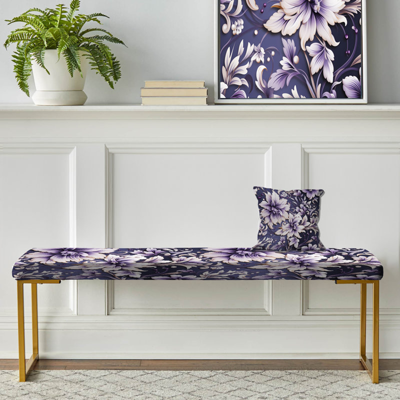 Banc rembourré or, Marine / mauve