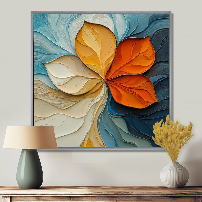 Nuam Autumn Transitional Bloom of Abstract Flower I - Art mural abstrait sur toile florale, Impression encadrée flottante