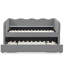 Lit de jour rembourré convertible 3-en-1 en vichy avec lit gigogne escamotable et poche de rangement latérale-1266776489-1266776488