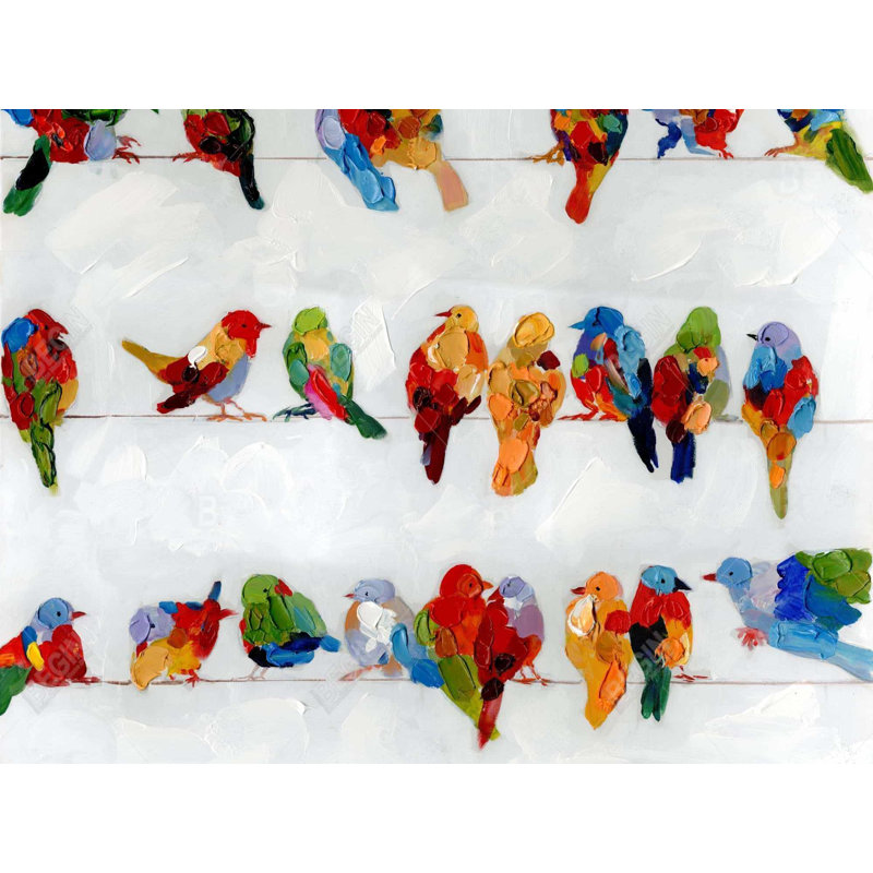 A lot of colorful birds on a wire Bath Mat with Non-Slip Backing - Quick Dry Memory Foam Bathroom Rug - Absorbent - Modern Plush Spa-Style - Machine Washable