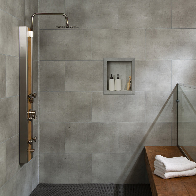 Palisade Frost Nickel Vinyl Waterproof Shower Niche Insert