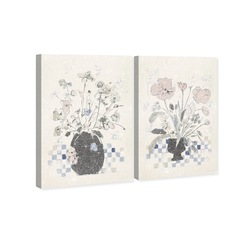 Modern Bloom Set Floral & Botanical Canvas Print by Oliver Gal, Black Frame, 10 x 15, 36" H x 24" W, Gallery Wrapped