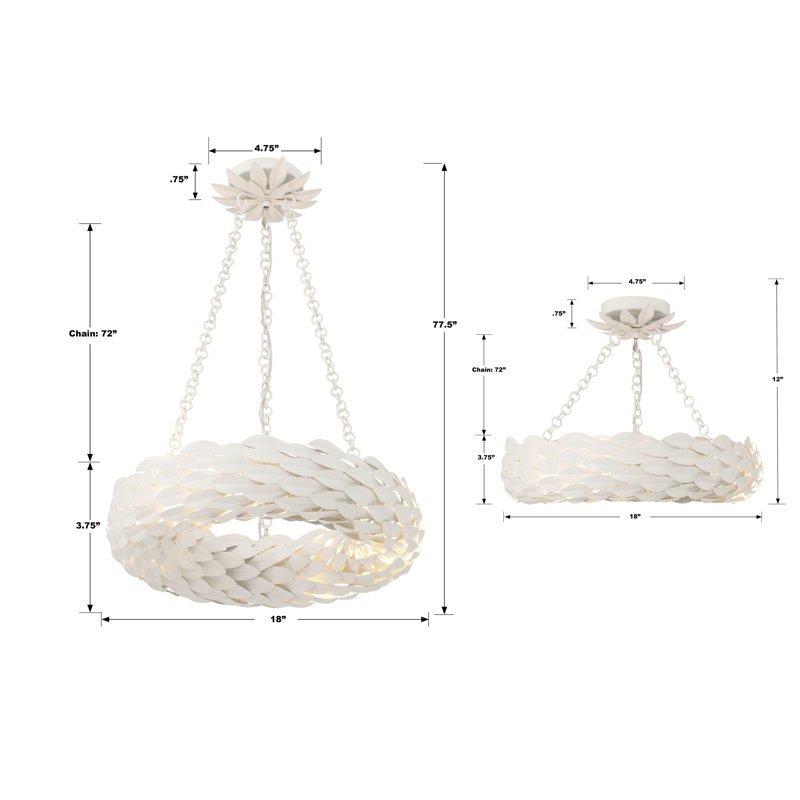 6-Light Chandelier, Blanc mat