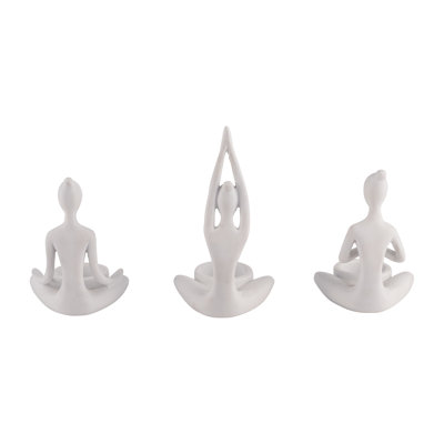 7"" Set of 3 Yoga Candle Holder Polyresin Seated Women Votive Candle Holder - 3"" x 3"" x 6 -  Bungalow Rose, CBE94108BBCD4280B683D30398FA88D9