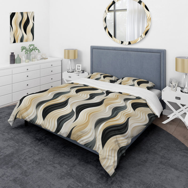 Ensemble de housse de couette à rayures blanches et noires Minimalist Elegance III
