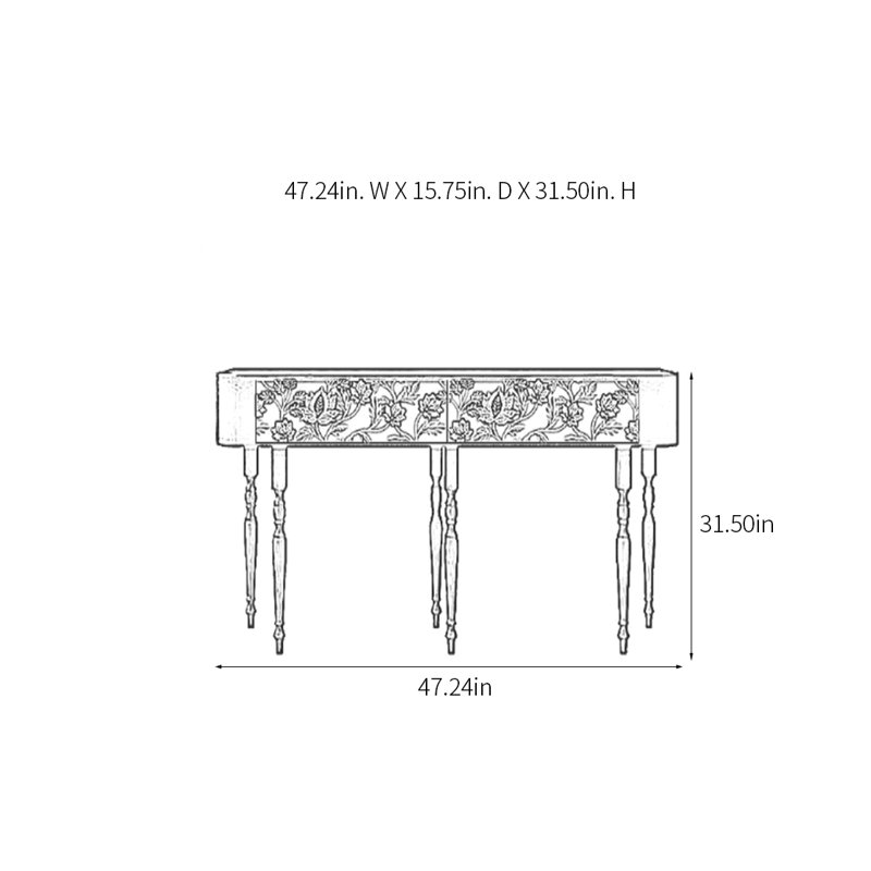 Console multifonctionnelle, H 31,5 po x l 47,24 po x P 15,75 po