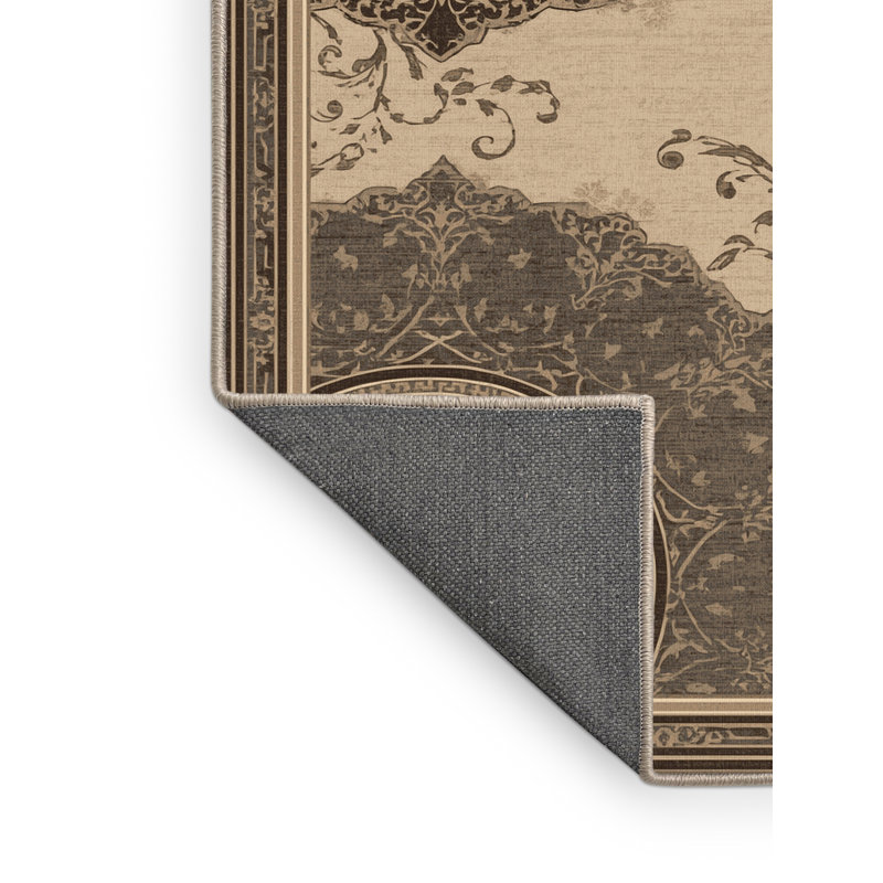 Tapis oriental brun doux et moelleux Ristaino Fibonacci, 7 x 9