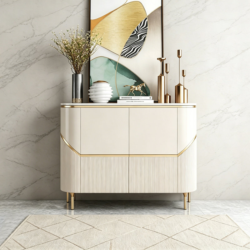 Buffet moderne moderne de style italien, H 35,43 po x l 47,24 po x P 15,75 po, Cream