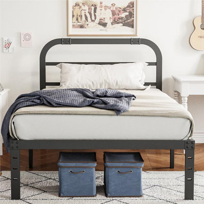 Haleem Heavy-duty 14-inch type steel bed with headboard, anti-sway, under-bed storage