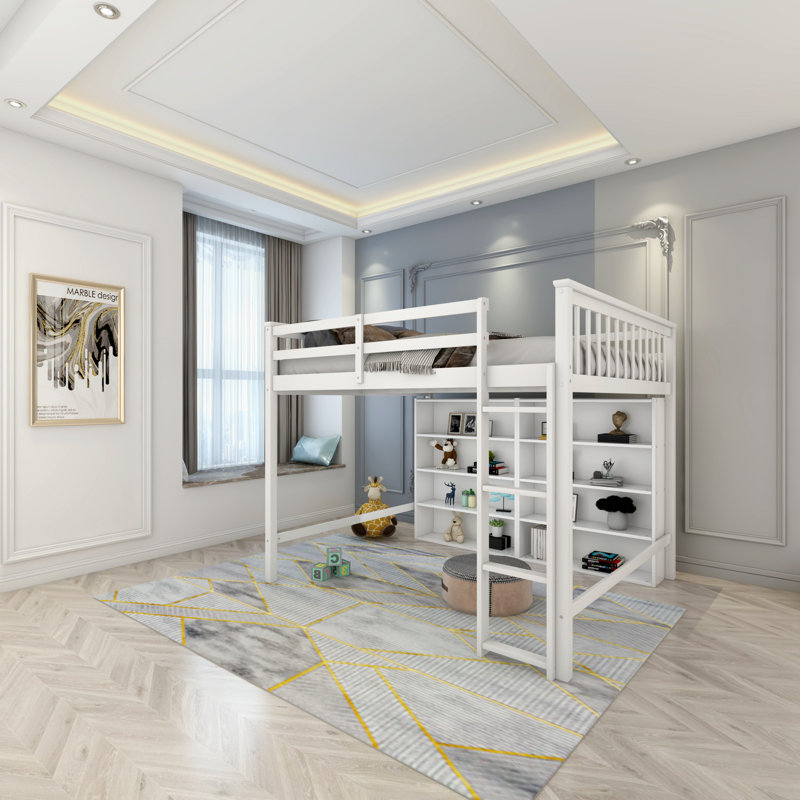Jairaj Kids Loft Bed, White, Full